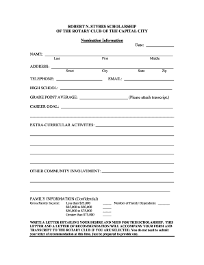 Robert N Styres Scholarship  Form