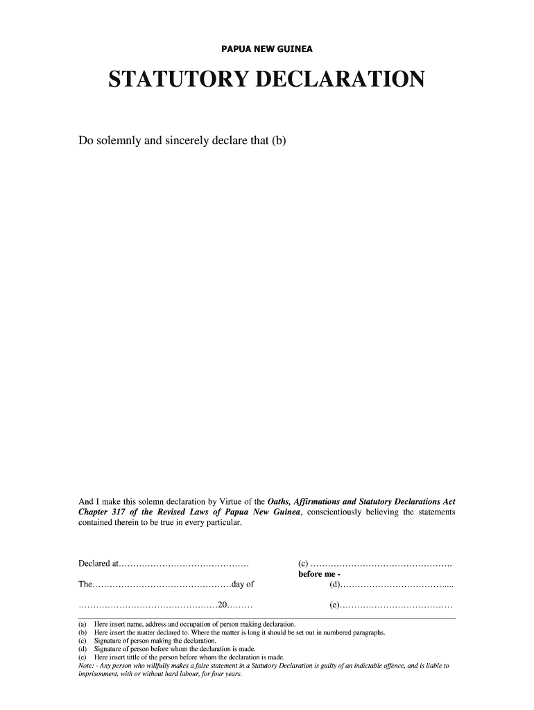 Statutory Declaration Form Png