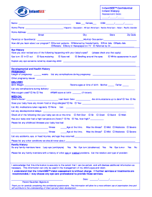 InfantSEE Confidential Infant History Assessment Date  Form