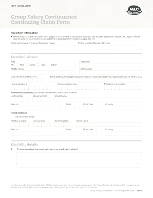 Continuing Claim Form MLC Mlc Com