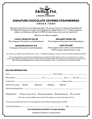 Chocolate Covered Strawberries Order Form