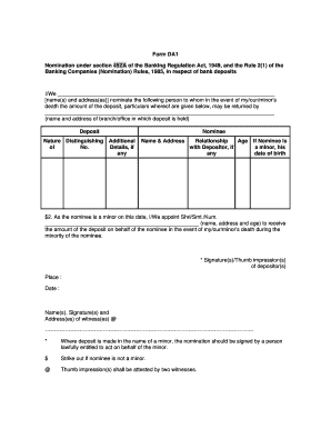 Form Da1 Nomination under Act 45za