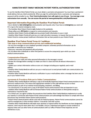 Hamilton West Patient Portal  Form