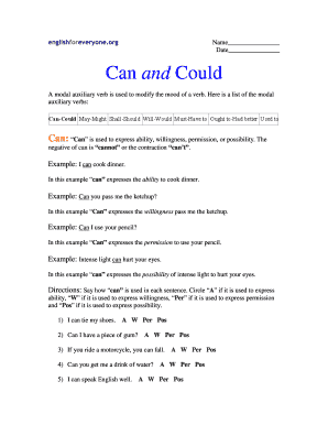 Modal Verbs Exercises PDF  Form