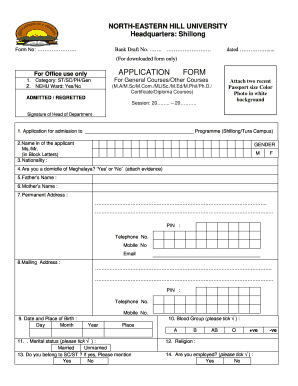 Nehu Scholarship  Form