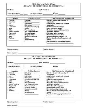 Low Level Referral Form