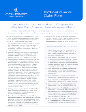 Combined Insurance Claim Forms