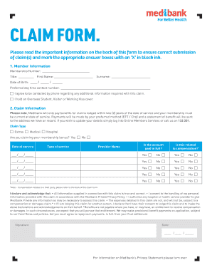 Medibank Claim Form PDF