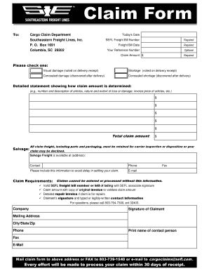 Southeastern Freight Claim Form