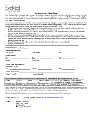 Eyemed Out of Network Claim Form