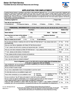 Oil Field Job Applications  Form