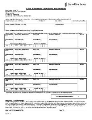 UnitedHealthcare Claim Submission Withdrawal Request Form