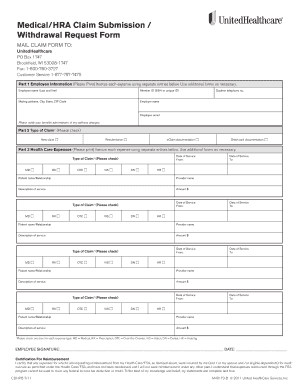 MedicalHRA Claim Submission Withdrawal Request Form