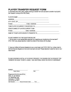 Football Transfer Request Form