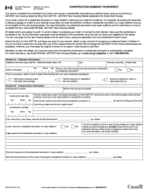 Construction Summary Worksheet  Form