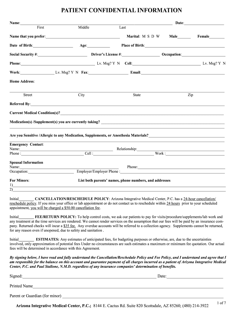 Cancer Paperwork  Form