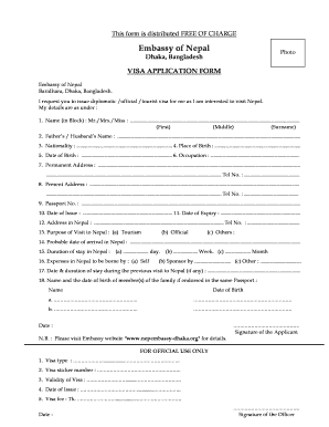 Nepal Embassy Dhaka  Form