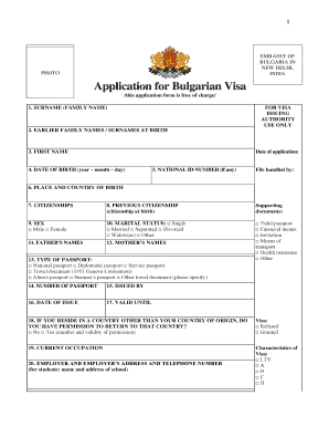 Bulgaria Tourist Form