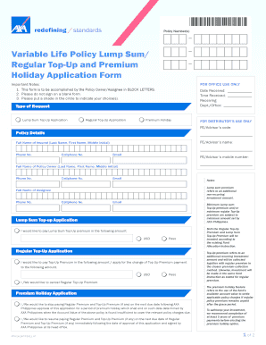 Axa Premium Holiday Form