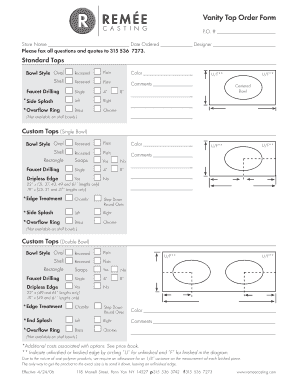 Vanity Top Order Form Remee Casting