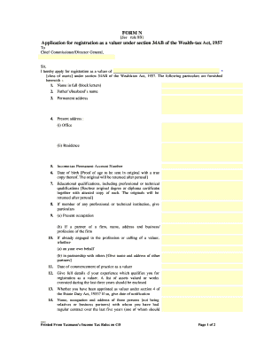 FORM N Application for Registration as a Valuer under Section 34AB Webtel