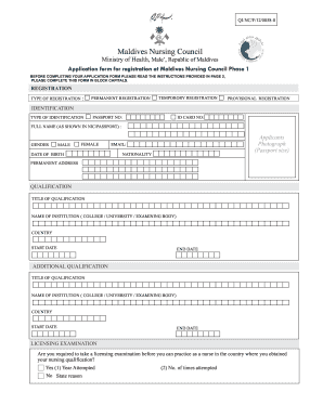 Maldives Nursing and Midwifery Council  Form