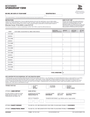 Movember Sponsorship Form