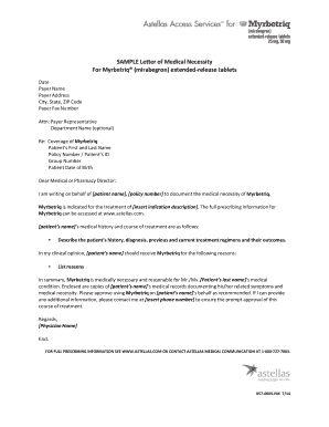 Letter of Medical Necessity Example  Form