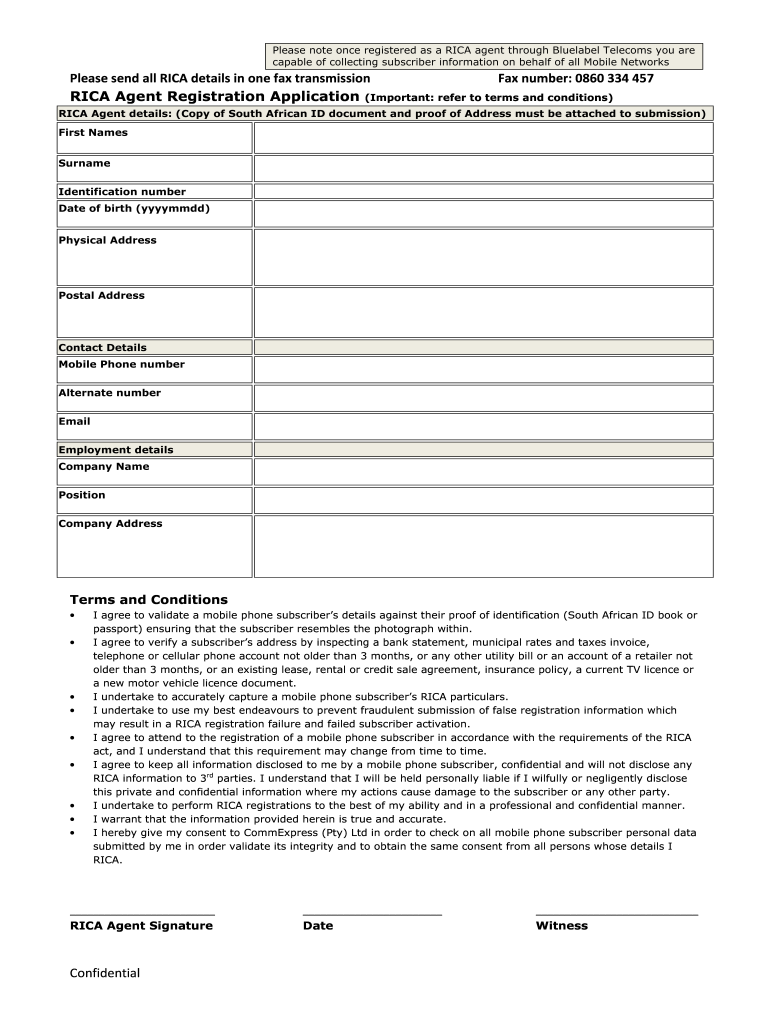 Rica Agent Registration Online  Form