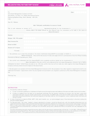 Axis Mutual Fund Third Party Declaration Form