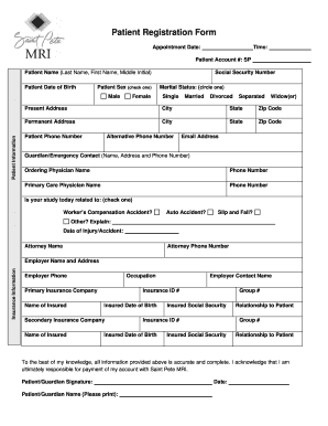 Mri Paperwork  Form