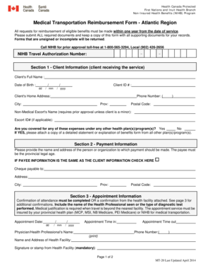 Nihb Medical Transportation Reimbursement Form