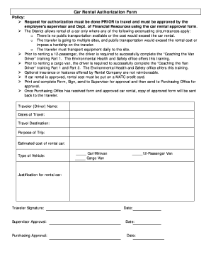 Car Rental Authorization Form