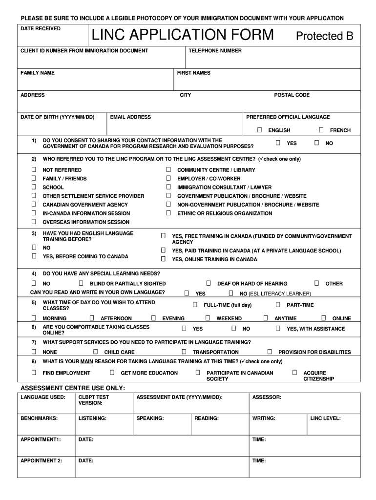  Linc Application Form 2014