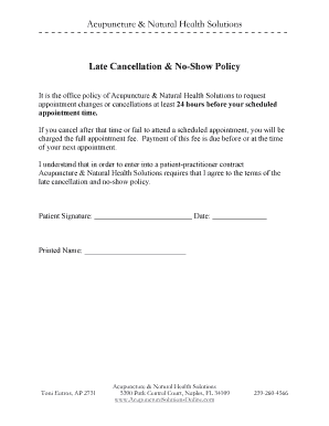 Cancellation Policy Form