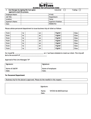 Business Trip Application Form