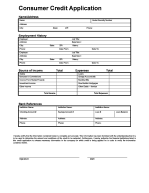 Consumer Credit Application Wix Com  Form