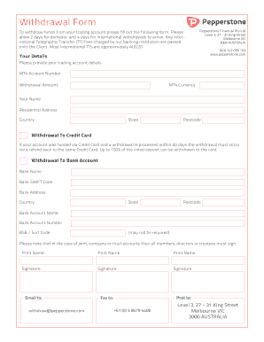 Pepper Withdrawal Form