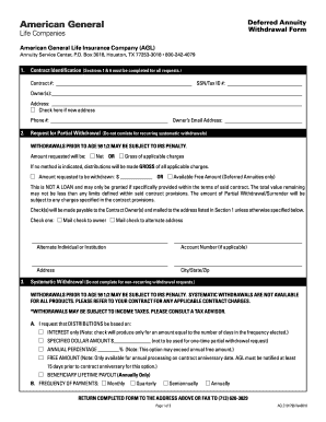 Deferred Annuity Withdrawal Form American General