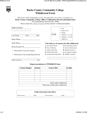 Get and Sign Bucks County Withdrawal  Form