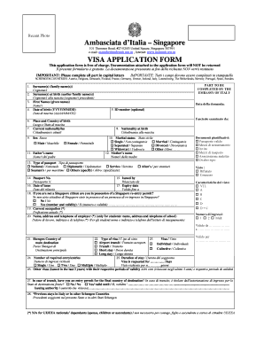 Ambasciata D&amp;#39;Italia Singapore VISA APPLICATION RMG Travel  Form