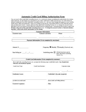 Billing Authorization Form