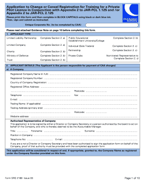 SRG 2188 Application to Change or Cancel Registration for Caa Co  Form