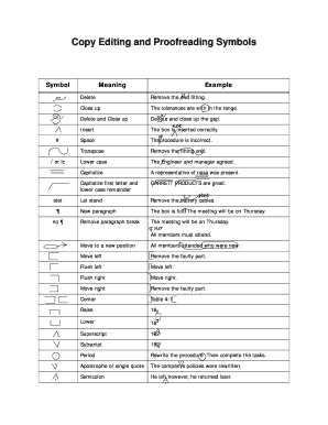 Copy Reading Symbols  Form