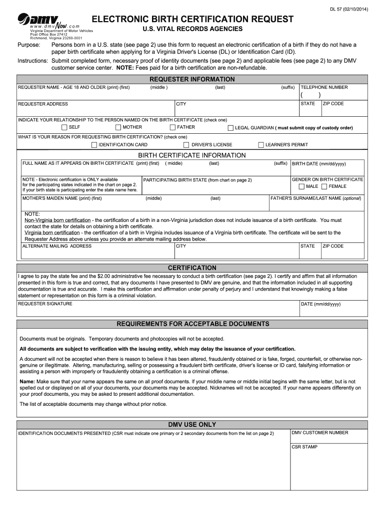 Virginia Certification Request  Form