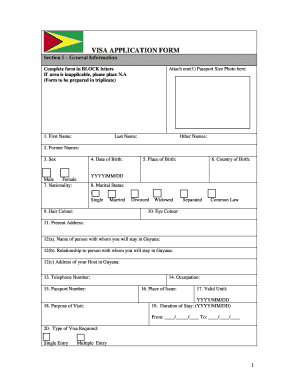 VISA APPLICATION FORM Guyana News and Information Guyana