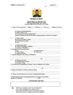 Kenya Visa Form New PDF Damle Safaris