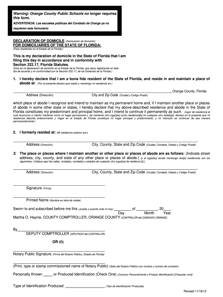Get and Sign State of Domicile 2012-2022 Form