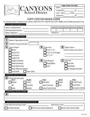 Copy Center Order Form