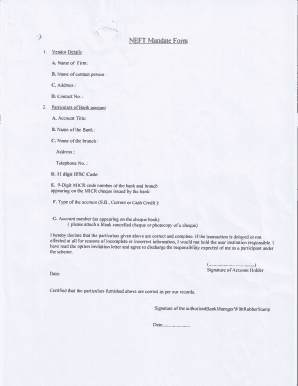 Neft Mandate Form Sbi